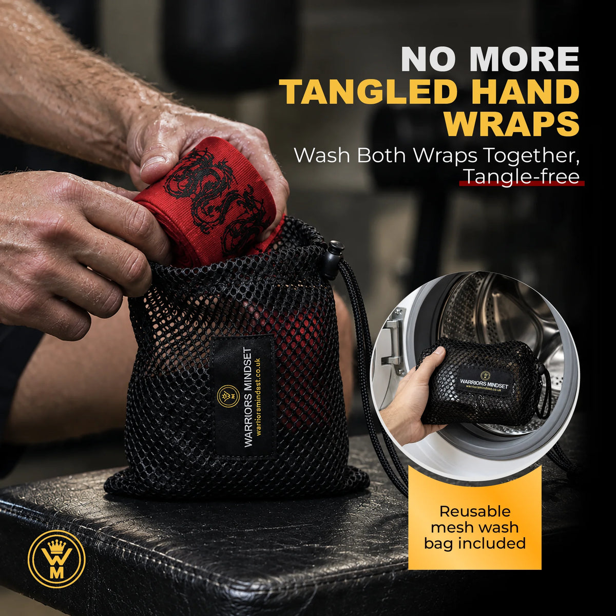 5M Boxing Hand Wraps with Mesh Wash Bag – Dragon Edition | Warriors Mindset