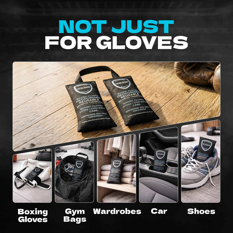 Fresh Guard pouch in gym bag absorbing odour and moisture from training gear

