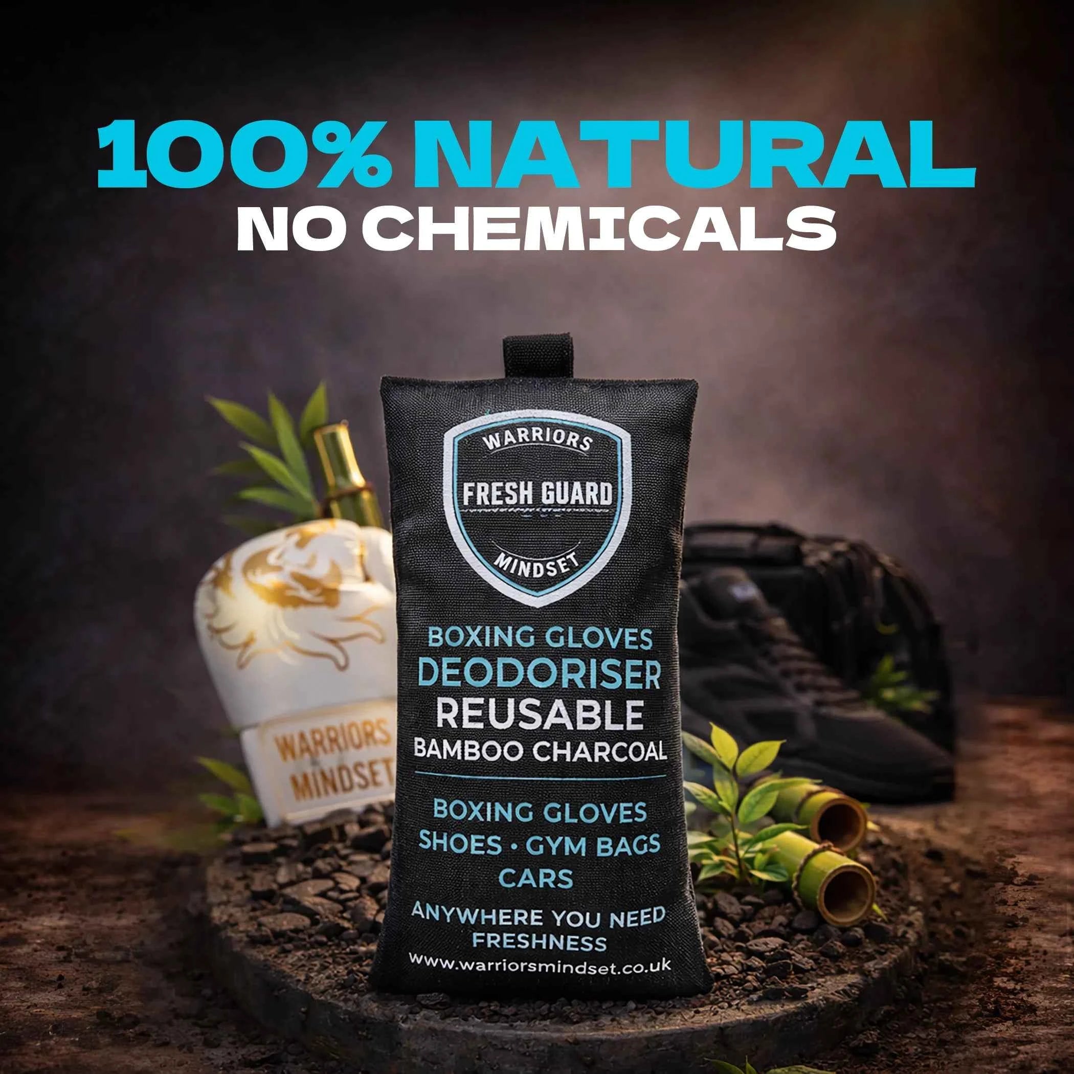 Bamboo charcoal close-up - natural odour-absorbing material inside Fresh Guard
