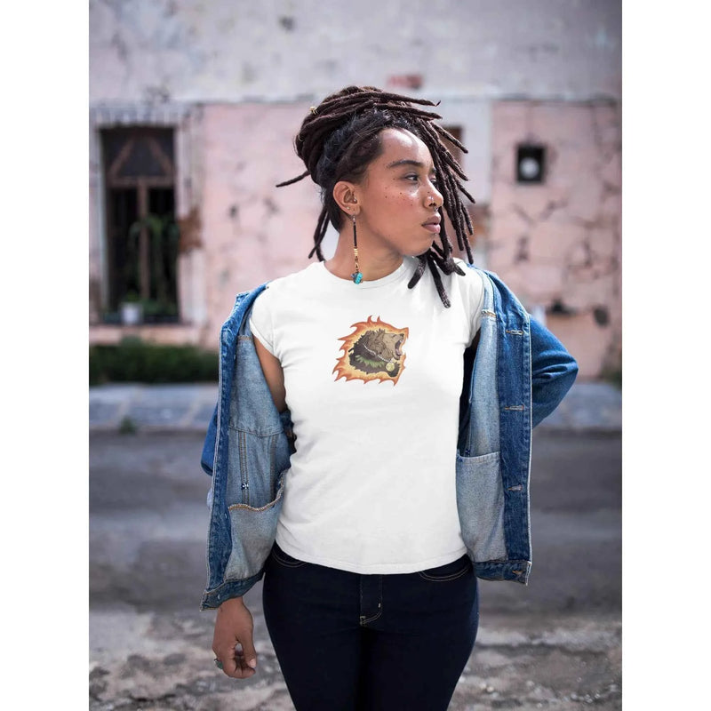 Leo zodiac guardian t-shirt featuring the lion symbol, Archangel Michael sigil and angel wings design by Warriors Mindset