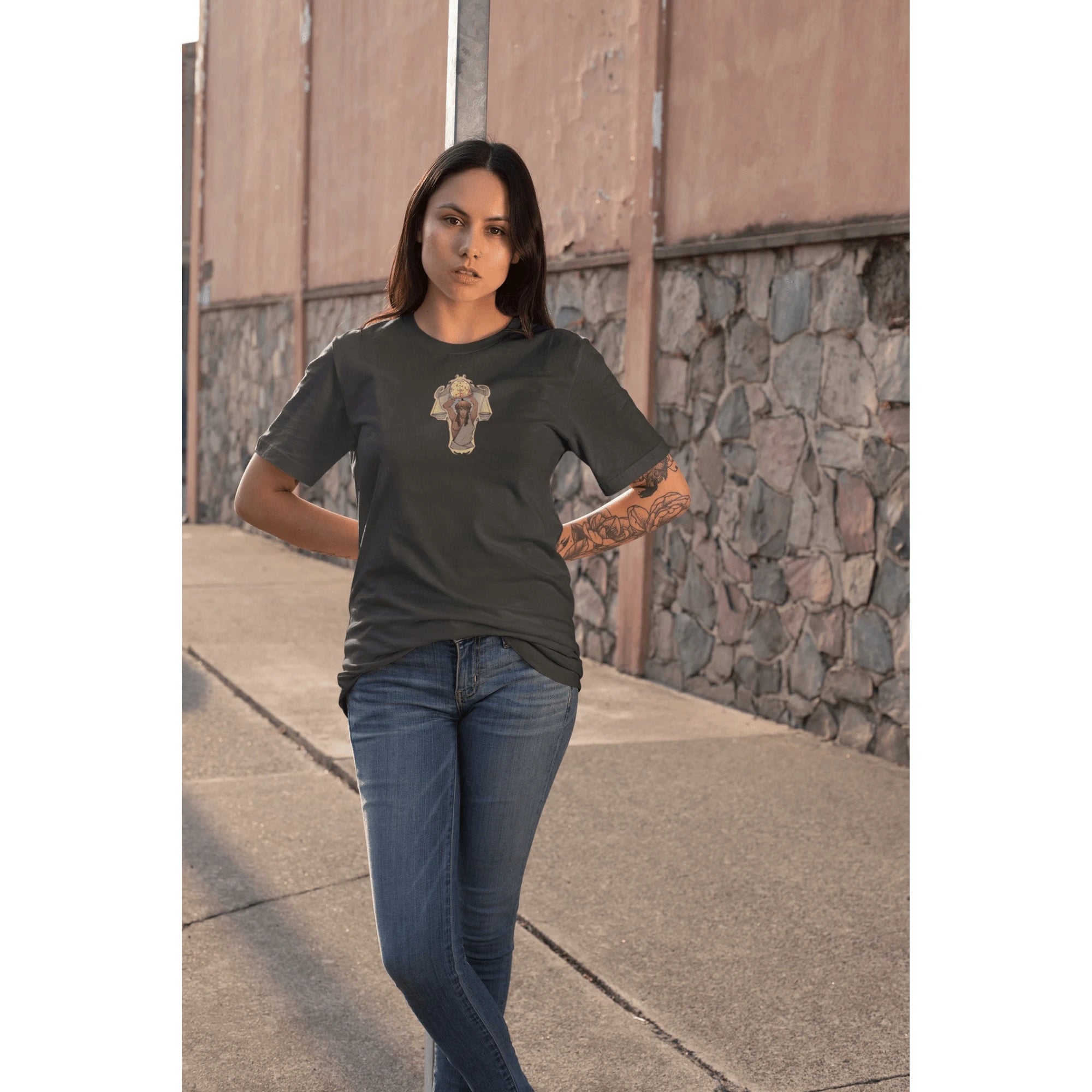 Libra zodiac guardian t-shirt featuring the scales symbol, Archangel Michael sigil and angel wings design by Warriors Mindset