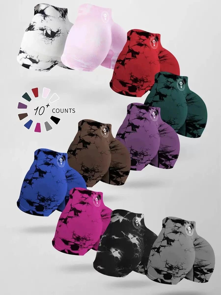 Marble Effect Seamless Scrunch Shorts (Four colours available) - warriors mindset