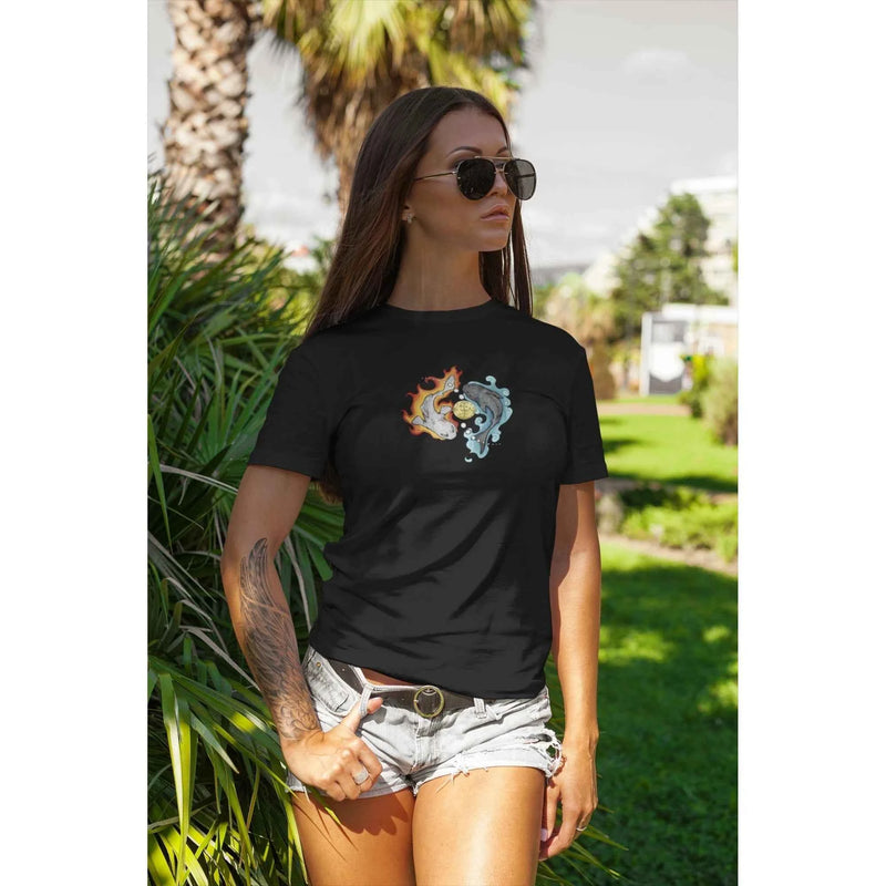 Pisces zodiac guardian t-shirt featuring the two fish symbol, Archangel Michael sigil and angel wings design by Warriors Mindset