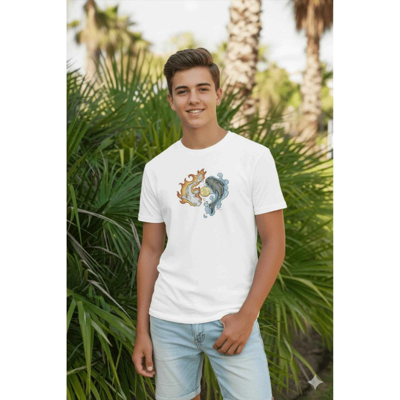 Pisces zodiac guardian t-shirt featuring the two fish symbol, Archangel Michael sigil and angel wings design by Warriors Mindset