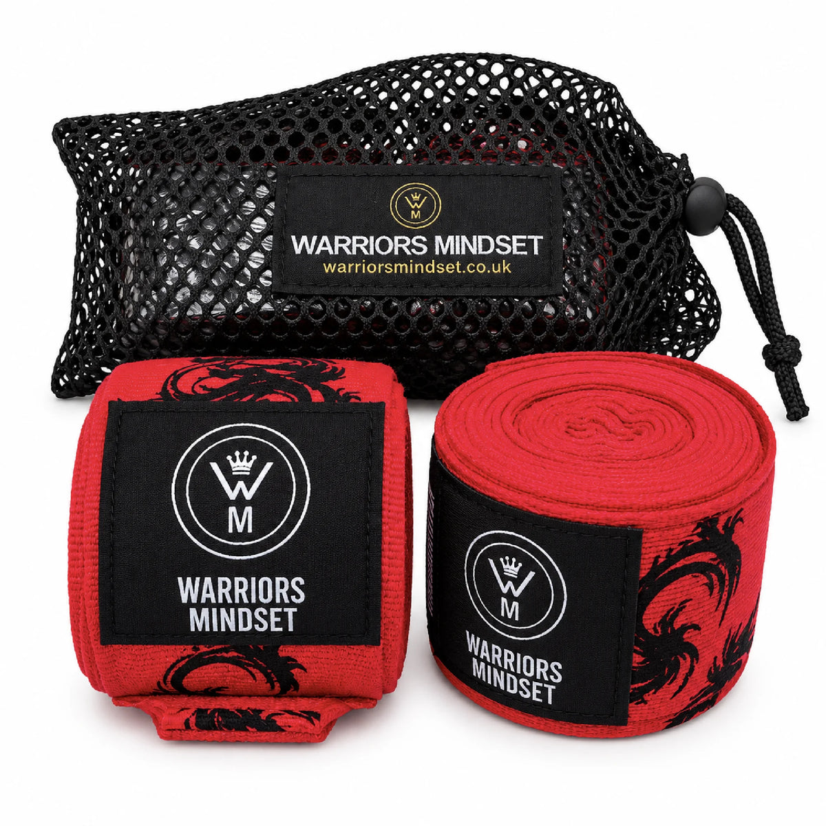 5M Boxing Hand Wraps with Mesh Wash Bag – Dragon Edition | Warriors Mindset
