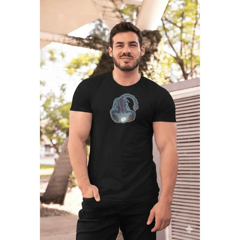 Scorpio zodiac guardian t-shirt featuring the scorpion symbol, Archangel Michael sigil and angel wings design by Warriors Mindset