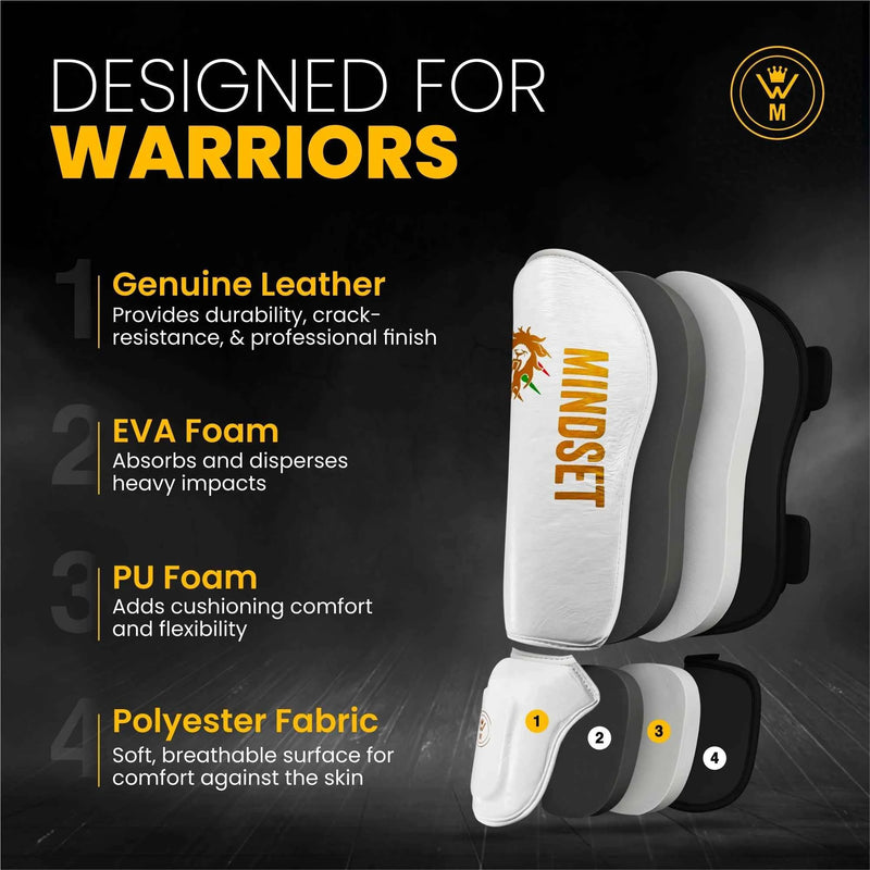 Warriors Mindset Leather Shin Guards | Muay Thai & MMA Protection