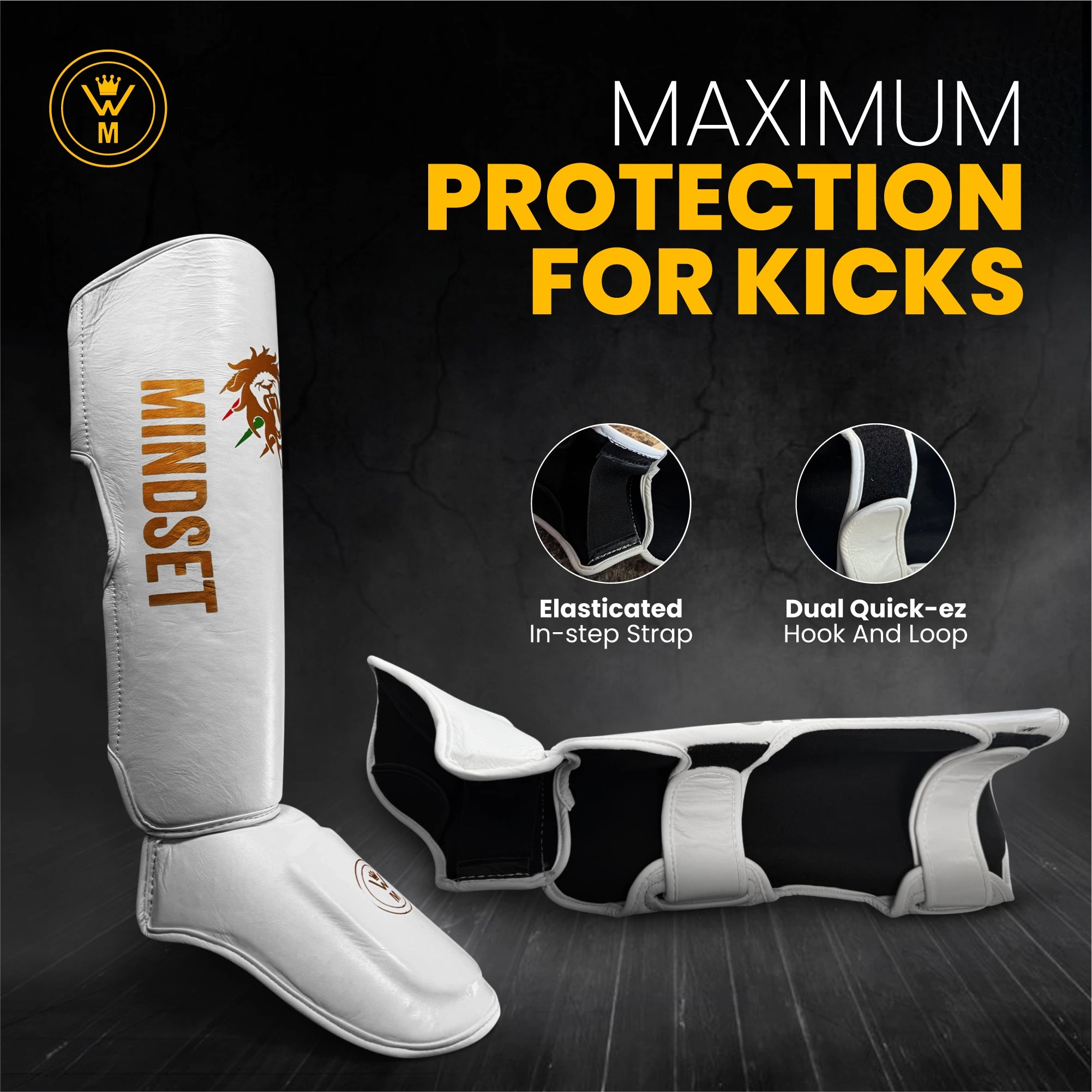 Warrior's Mindset Leather Shin Guards - Muay Thai & MMA - warriors mindset