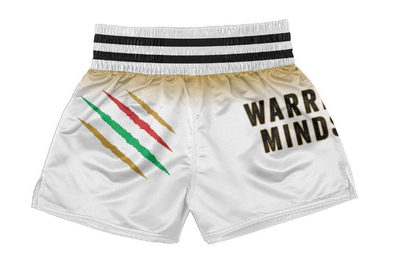 White Muay Thai Shorts - warriors mindset