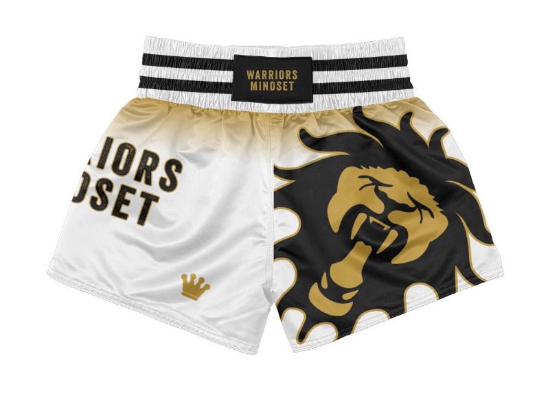 White Muay Thai Shorts - warriors mindset
