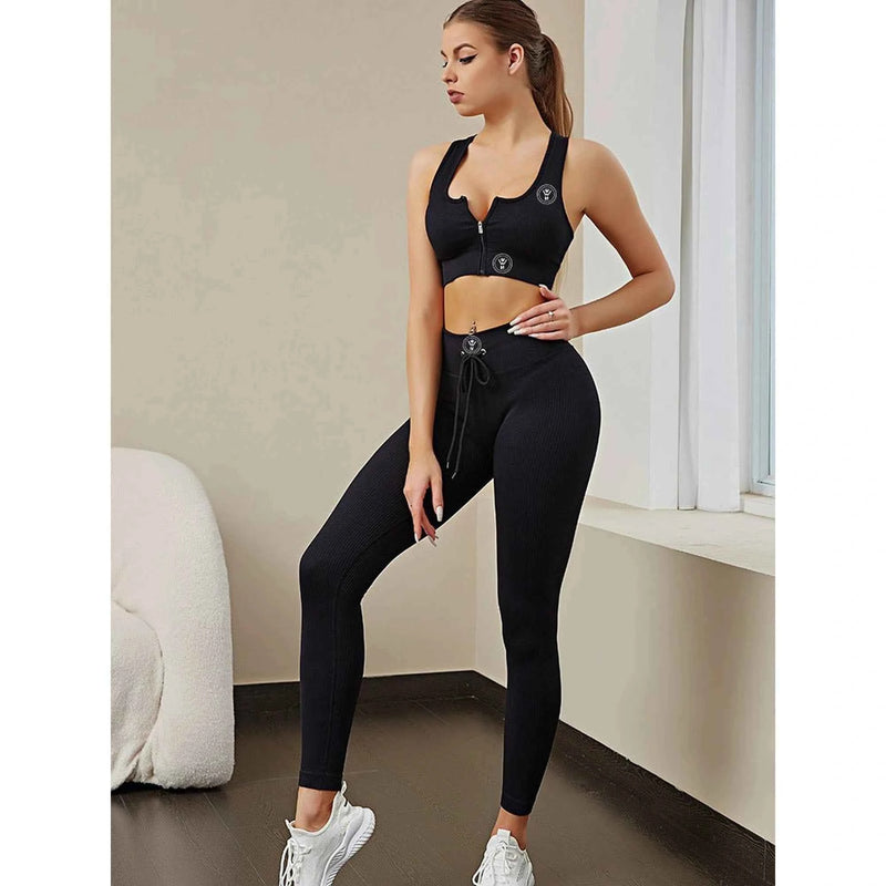 WM Seamless Activewear Set | High-Waist Leggings & Zip Sports Bra