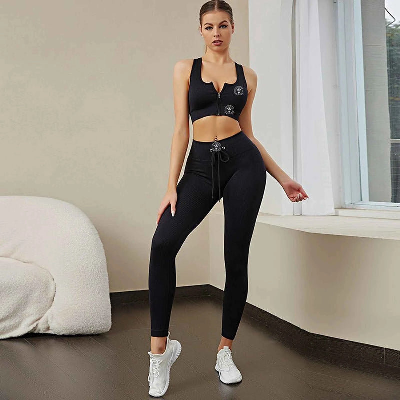 WM Seamless Activewear Set | High-Waist Leggings & Zip Sports Bra