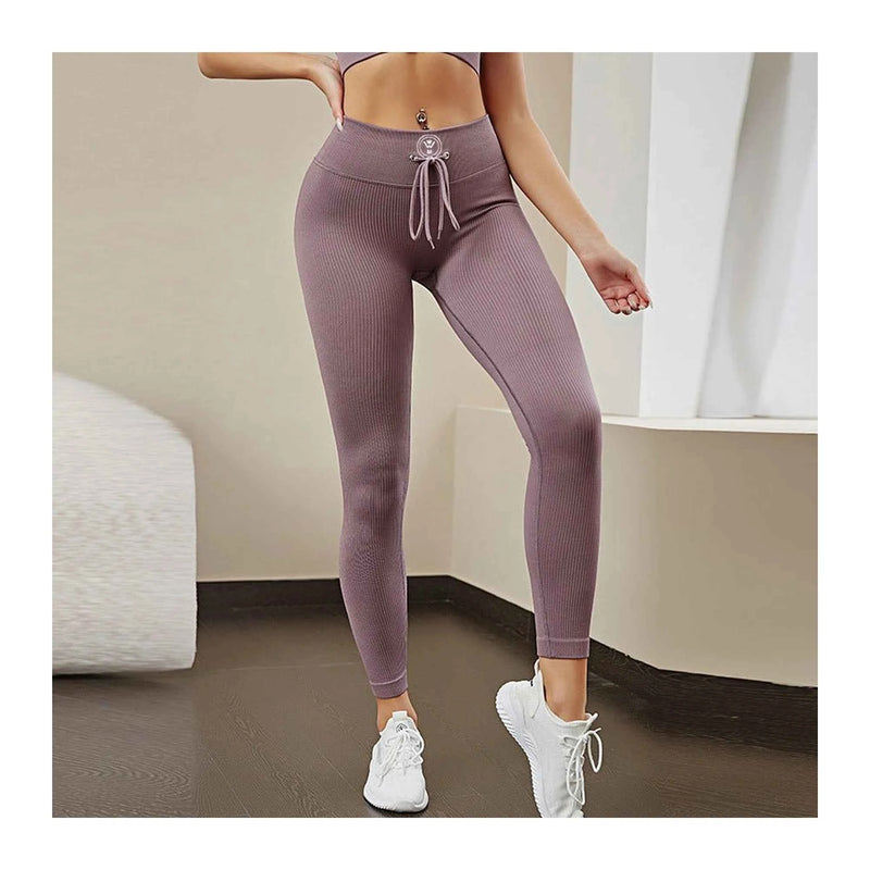 WM Seamless Activewear Set – High-Waist Leggings + Zip Sports Bra (Pink)